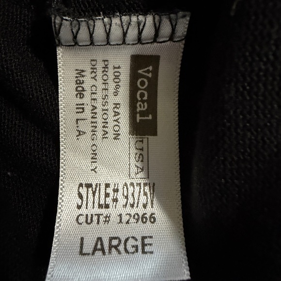 Vocal Black Long Vest with Rhinestone & Metal Studded Design, Size Large - Picture 9 of 9